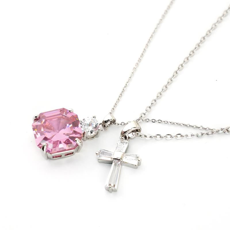 Pink Halo Collection 2.0 | 925 Silver Pink Crystal Pendant Necklace | Gift for Her | Valentines Day