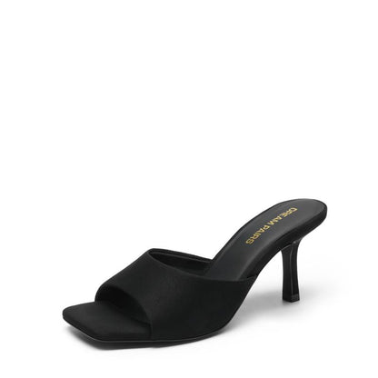 Dream Pairs Women'S Square Toe Heeled Slide Sandals Chic Elegant Comfortable Party Heels Shoes for Girls Casual Office Slip-On Sandals