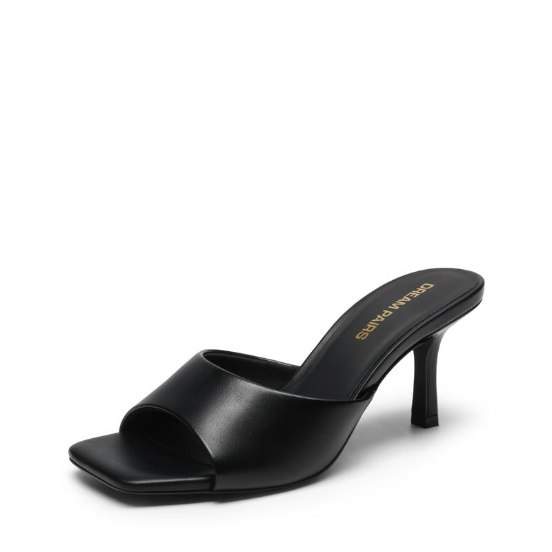 Dream Pairs Women'S Square Toe Heeled Slide Sandals Chic Elegant Comfortable Party Heels Shoes for Girls Casual Office Slip-On Sandals