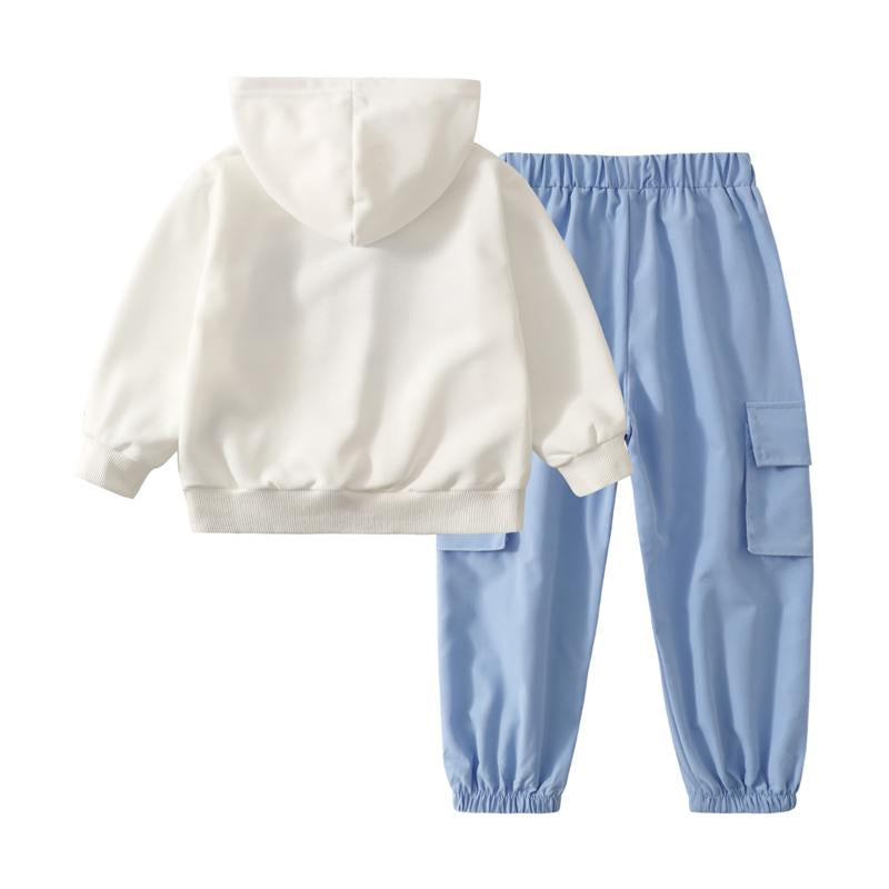 Girls' Sportswear Set 4-Piece Cute Hoodie and Jogger Pants Outfit Set Suitable for Ages 3-14