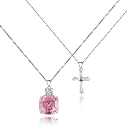 Pink Halo Collection 2.0 | 925 Silver Pink Crystal Pendant Necklace | Gift for Her | Valentines Day