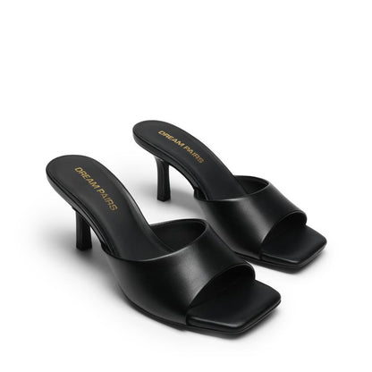 Dream Pairs Women'S Square Toe Heeled Slide Sandals Chic Elegant Comfortable Party Heels Shoes for Girls Casual Office Slip-On Sandals