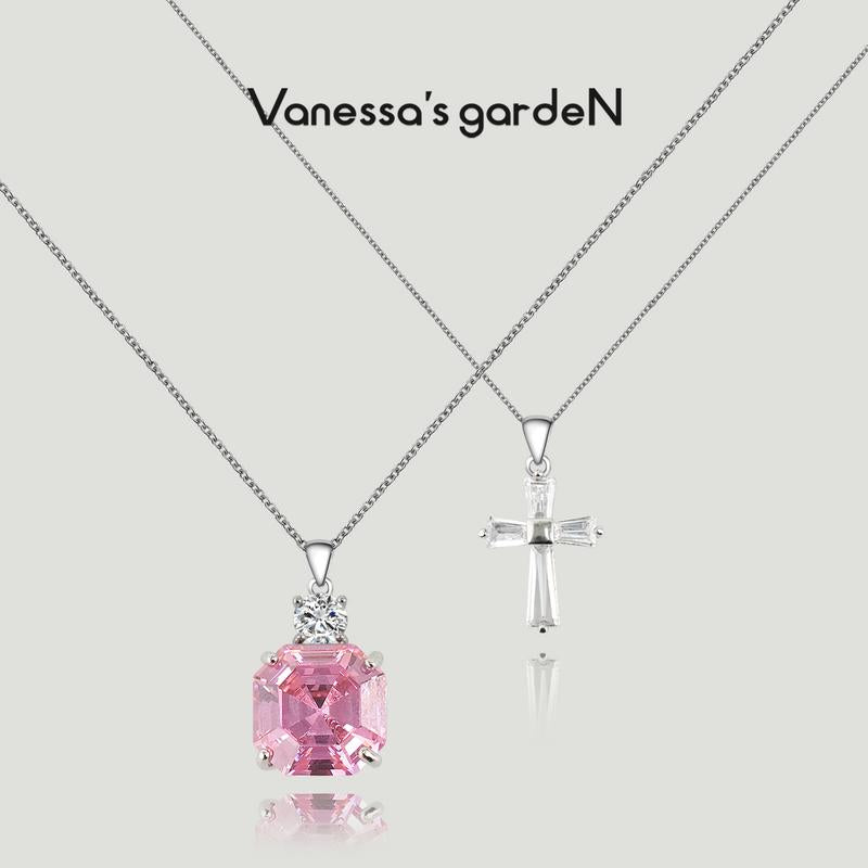 Pink Halo Collection 2.0 | 925 Silver Pink Crystal Pendant Necklace | Gift for Her | Valentines Day