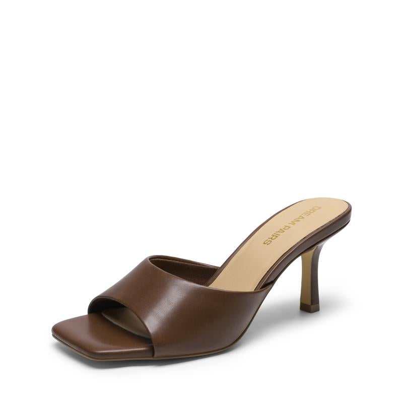 Dream Pairs Women'S Square Toe Heeled Slide Sandals Chic Elegant Comfortable Party Heels Shoes for Girls Casual Office Slip-On Sandals