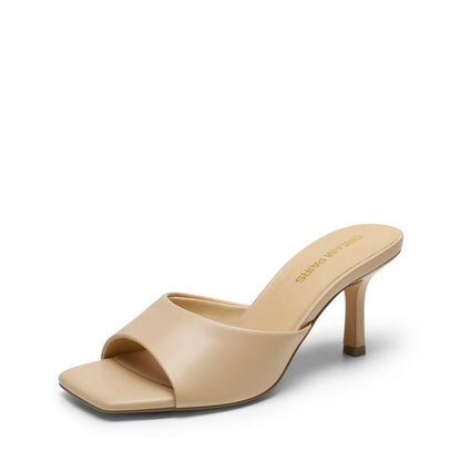 Dream Pairs Women'S Square Toe Heeled Slide Sandals Chic Elegant Comfortable Party Heels Shoes for Girls Casual Office Slip-On Sandals